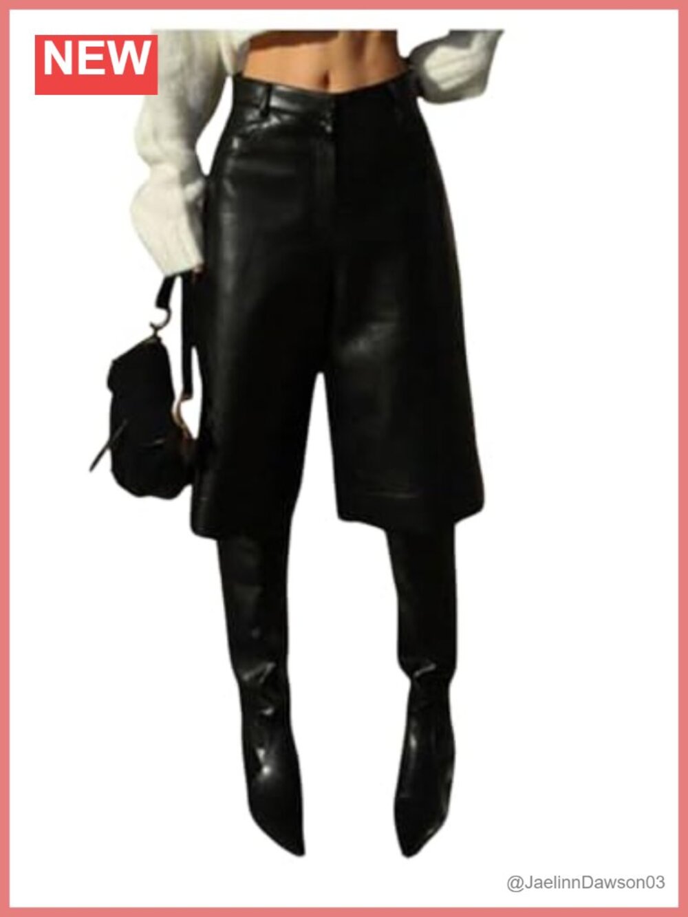 Faux Leather Wide Leg Shorts Loose Knee Length Goth Punk